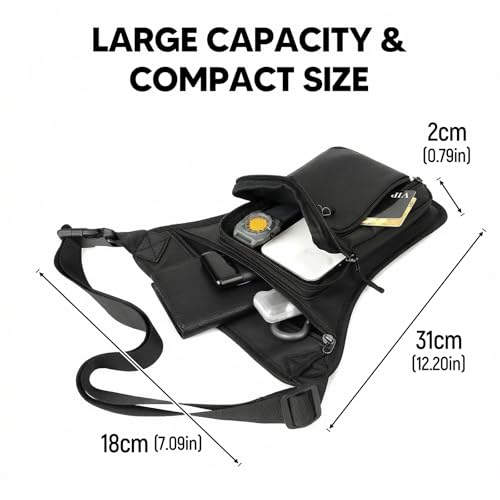 Sac de cuisse d'extérieur noir multi-poches avec sangles amovibles Milageto - 3