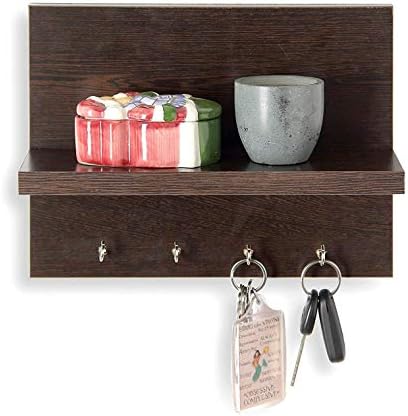 WILLART Wall Hanging Key Hook with Shelf for Home Decor Handcrafted Wooden Design Key Holder and Key Hangers with Floating Shelves Organizer