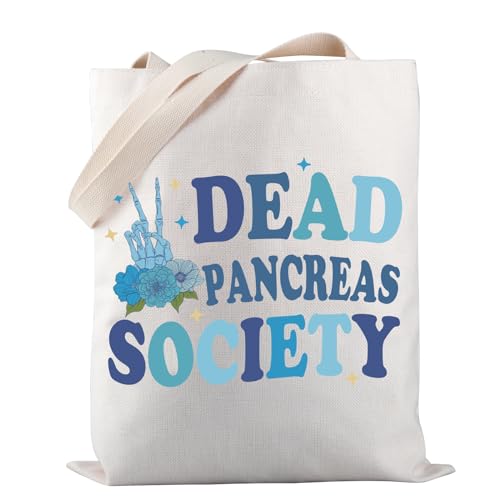 PWHAOO Diabetes Awareness Tote Bag Dead Pancreas Society Tote Bag Type 1 Diabetes Gift (Dead Pancreas Society TOTE)