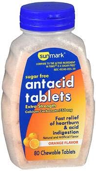 Sugar Free Calcium Antacid, Extra Strength, Chewable Tablets, Orange Creme Flavor - 80 Tablets, Pack of 6