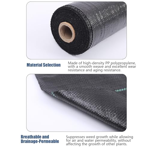 Tissu paysager 0,5x50m bâche de paillage robuste pour allée et parterre - 5