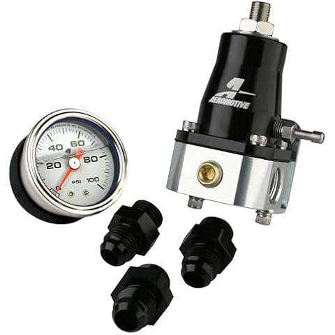 Aeromotive 13130 EFI Fuel Pressure Regulator and Fitting Kit, Adjustable, 40-75 PSI, with Gauge and Fittings, Universal Cover