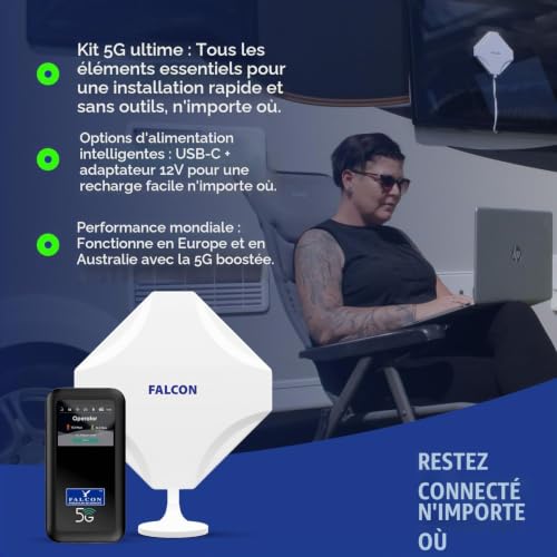 Falcon Evo Mobile Antenne de fenêtre pour Camping-Car et Caravane avec routeur Portable 3400 Mo/s (5G) Compatible eSIM (Evo Mobile) – vue 5