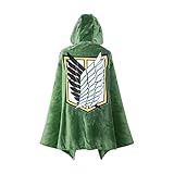 Wearable Blanket Anime AOT Scout Cloak Cape Cosplay Costume Halloween Hooded Robe Poncho Plush Green...