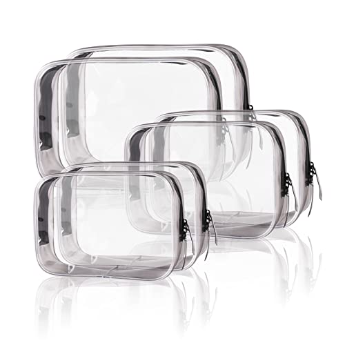 Buminee Clear Travel Bags for Toiletries, Lightweight Toiletry Bag, Multipurpose Transparent TSA Cosmetic Bag-6 Pack