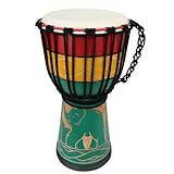 MUINS Djembe drum,8'' x 16'' African Hand Drum Carved Mahogany African Drums with Goatskin Drumhead for Kids and Adults Beginners (Colored Elephant, 8 Inch)