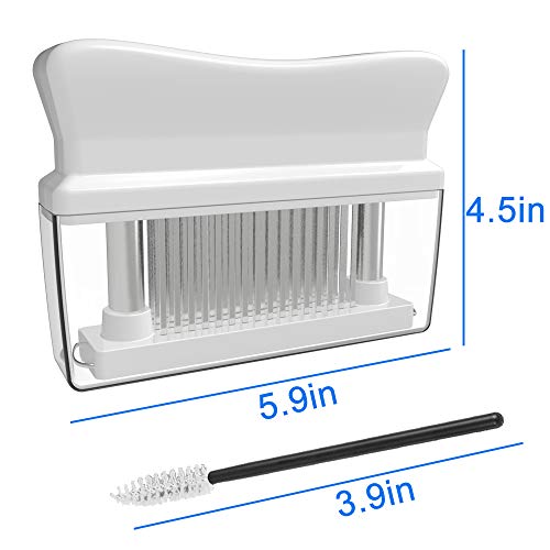 Yokgrass Meat Tenderizer Tool, with 48 Stainless Steel Sharp Needle Blade and Cleaning Brush, Heavy Duty Cooking machine for Tenderizing Beef, Turkey, Chicken, Steak, Veal, Pork, Fish(White)