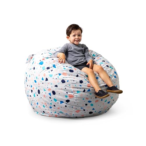 Image of Big Joe Fuf Medium Foam Filled Bean Bag Chair with Removable Cover, Dolce Terazzo Lenox, Durable Woven Polyester, 3 feet Big