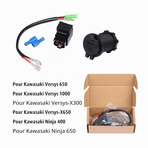 MOQIAOSEIKO Chargeurs de Moto Double USB avec Chargeur de Batterie Relais pour Kawasaki Versys650 Versys1000 Ninja400 Ninja650 Versys 650 1000 X300 X650 Ninja 400 650 – vue 2