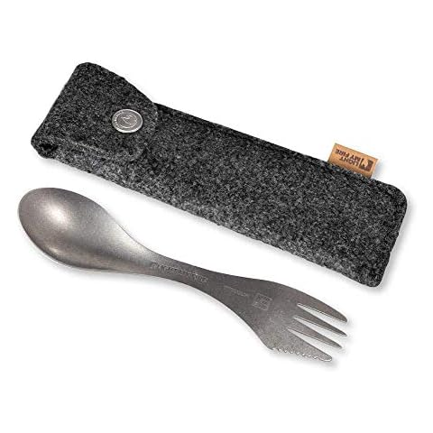 Light my Fire Camping Spork - Titanium Spork + Cutlery Case - Spork Kit Titanium - Camping Cutlery Pouch - 3 in 1 Camping Spoon Fork Knife Combo - Picnic Cutlery - Camping Utensils - Spork Cutlery Cover