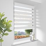 Zarnan Doppelrollo schnurlos klemmfix,45x120cm Weiß,Schnapprollo Springrollo Sicht- und Sonnenschutz für Fesnter,Rollos für Fenster ohne Bohren,Duo Rollo Blickdicht