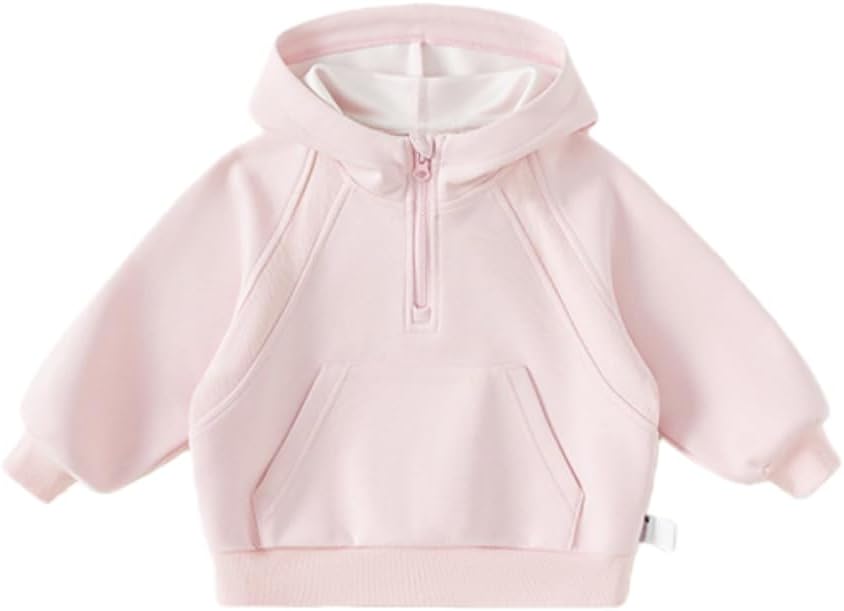 Irsutey Toddler Girls' Hooded Sweatshirt Pullover Half-Zip with Kangaroo Pocket, Activewear for Little Girls