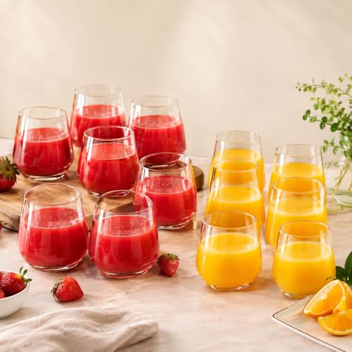 Image of bellemax 410ML & 360ML Water and Juice Glasses | Drinking Glasses for Water, Juice, Milk, Cold Drinks & Beverages | Premium Transparent Glass Tumblers for Home Set of 12
