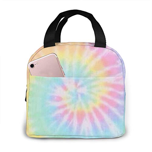 Pastel Tie Dye Portable Insulated Lunch Tote Bag Reusable Lunch Box For Men, Women And Kids #TOP1
