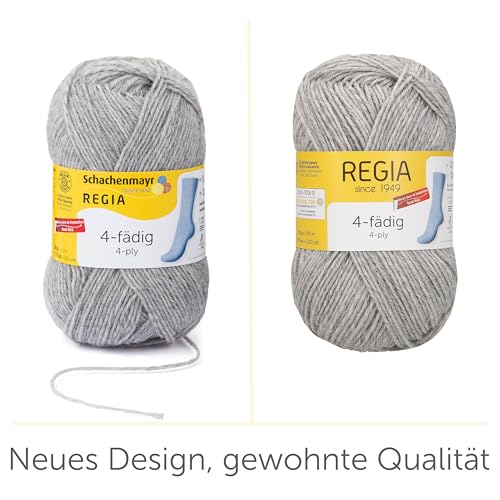 Regia 4-Fädig Uni 50G Hellgrau Meliert Handstrickgarn – Bild 5