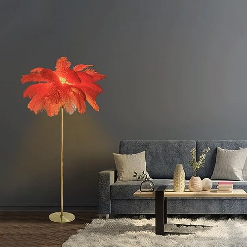 Lámpara de pie de plumas con bombilla G4 para decoración de cuartos 7