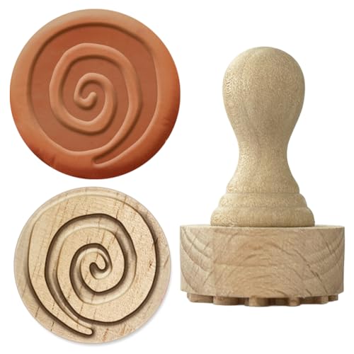 OLYCRAFT Holzstempel 2.7cm Spiral Rundstempel Holz Tonstempel Runder Holzstempel Naturholzstempel Runde Töpferstempel Kleiner Stempel Für Die Kartenherstellung DIY Bastelarbeiten Briefe Tagebücher