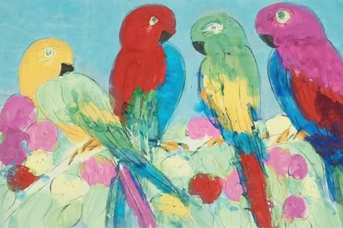 Peinture Walasse Ting Oiseaux pour raviver un mur blanc vide avec une toile abstraite