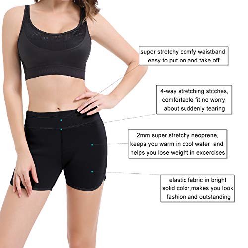 Women And Men Neoprene Shorts Wetsuit Pants For Water Sports Lake Ocean Pool Swimming Surfing Snorkeling Floating Canoeing Aerobics Diving Kayaking Weight Loss (Black-Middle Cut, X-Small) #TOP3