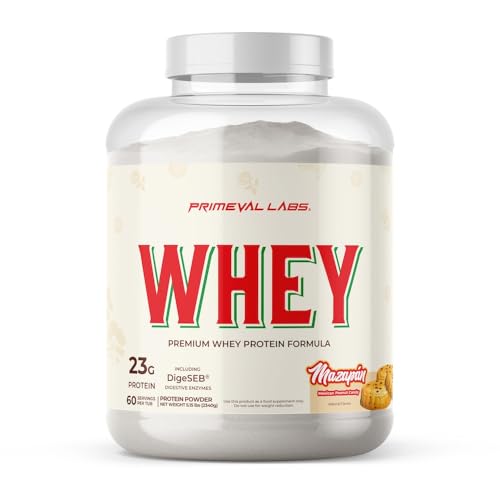 Primeval Labs Pure Whey Protein Concentrate | Muscle Growth & Recovery | Easy to Mix Formula | Mazapan | 60 Servings