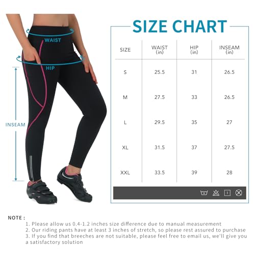 SPOEAR Calça feminina de ciclismo de lã térmica acolchoada para clima frio e compressão, Linha rosad