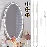 Nordreach Kit de luces LED para espejo de tocador con 54 LED, luces LED de maquillaje estilo Hollywood con 3 colores cambiantes, 10 niveles de brillo, para espejo de tocador, tocador y baño