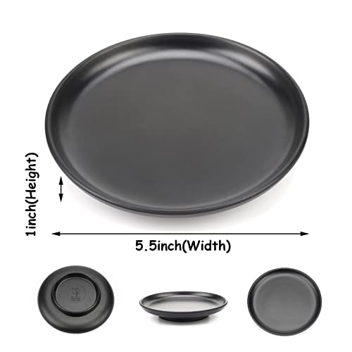 Asunfo Round Jewelry Dish Trinket Decorative Serving Tray Organizer For Vanity Necklace Bracelet Wedding Party Decor Women Girls Frosted Black 5.5" #TOP1