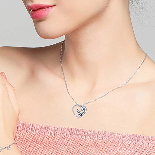 Yfn Birthday Gifts For Mom Sterling Silver Mom Necklace Heart Pendant Necklace,Mothers Day Gifts For Mom From Son #TOP1
