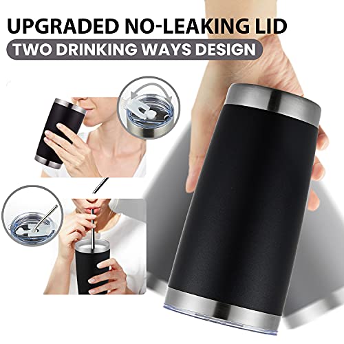 Coktik 12 Pack 20Oz Tumbler Cup Double Wall Vacuum Insulated Travel Mug Bulk, Stainless Steel Tumblers With Lid, Durable Powder Coated Coffee Cups For Cold & Hot Drinks, Black #TOP3