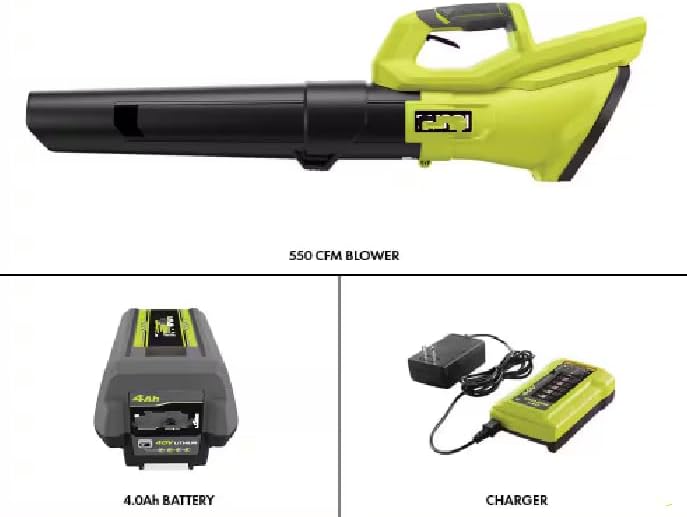 40V Cordless Leaf Blower, 120 MPH 550 CFM High Power, Includes 4.0Ah Battery & Charger