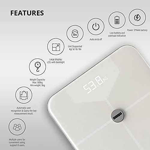 Image of GOQii Balance Digital Weighing Scale with 3 Months Personal Coaching |Complete Digital Body Composition Monitor Including BMI, Skeletal Muscle, Protein, Fat and Other Key Body Composition|