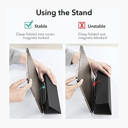 ESR iPad Air 5th Generation Case/iPad Air 4th Generation Case(10.9 inch), Trifold Smart Case, iPad Air 2022/2020 Case with Clasp, Auto Sleep/Wake, Ascend Series, Black
