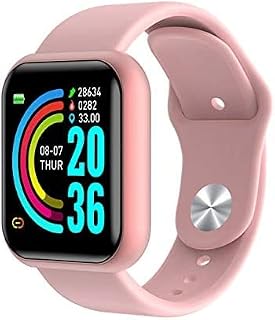 D20 Smart Bracelet Watch Waterproof Sport Fitness Tracker Smart Bracelet Blood Pressure Heart Rate Y68 Smartwatch (Black/Silver) (Pink)