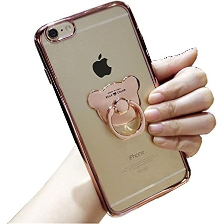 Amazon Co Jp Lanjp Iphone 7 Iphone 8ケース かわいいクマ型 クリア 透明 Tpu ソフト 落下防止リング付き シンプル スリムデザイン 軽量 バンカーリング スタンド機能 スマホカバー バックカバー アイフォンケース 簡約風 超薄型耐衝撃 取り出し易い ドロップ防止