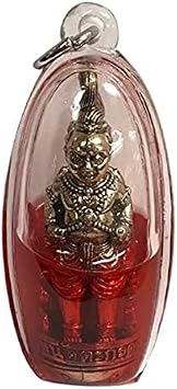 Special Thai Amulets Takrut Twin Kumanthong Na Plod Nhee/No debt edition blessed by Aj Subin. Bring good luck, fortune, flow of money. Lucky locket pendant necklace