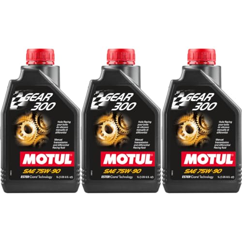 Motul Gear 300 75W90 100 Percent Synthetic Gear Oil 1 Liter (105777) – 3 Pack by Motul - Used condition - US$97.07