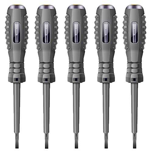 ExcInter - ExcInter Lot de 5 testeurs de tension magnétiques avec pointe en acier pour tournevis à fente - Indicateur multifonction