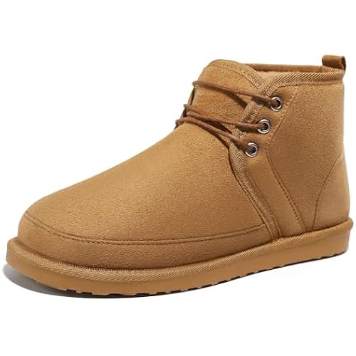 MIXIN Men's Winter Snow Boots Fuzzy Cozy Suede Leather Cold Weather Warm Outdoor Casual Ankle Boots