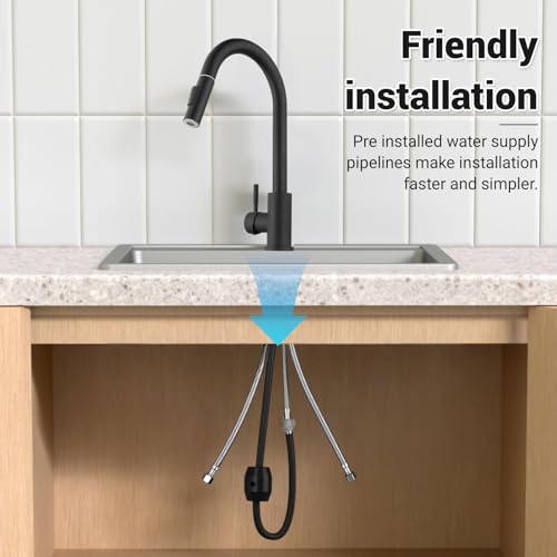 JOTOL Wasserhahn Küche Schwarz,Küchenarmatur Ausziehbar,Ausziehbar Armatur,Wasserhahn Küche 360° Schwenkbar,Herausnehmbarer Schaumstoffkern,Zwei Wasserstrahlarten,für Boiler oder Untertischgeräte