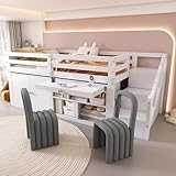 【Design multifonctionnel】 : Ce lit simple pour enfant offre de nombreuses fonctions, notamment un espace de rangement, une échelle et des tiroirs, ce qui en fait un meuble multifonctionnel. Le tiroir peut être replié et utilisé comme bureau. Les rangements à gauche et à droite sont interchangeables, vous permettant ainsi d'ajuster la position selon vos préférences.