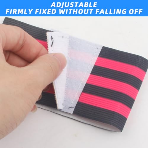 4PCS Black & Pink Anti-Drop Captain Armbands – Adjustable Elastic Sports Arm Bands for Soccer, Basketball, Volleyball – Unisex Adult Team Leader Accessories