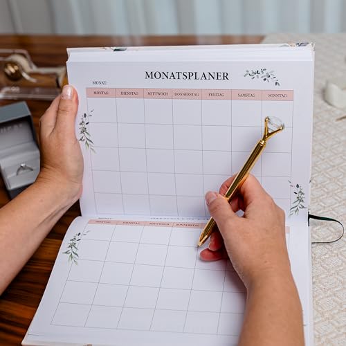 Hochzeitsplaner deutsch – Hochzeitsratgeber und Organizer mit über 20 Hochzeits-Checklisten zum Ausfüllen – Wedding Planner – Buch zur Hochzeit mit über 260 Seiten – ideales Verlobungsgeschenk