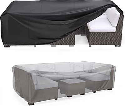 Mrrihand Patio Furniture Set Cover Waterproof, Outdoor Sectional Sofa Set Cover Heavy Duty 600D Table and Chair Set Cover 98" L× 78" W× 30" H