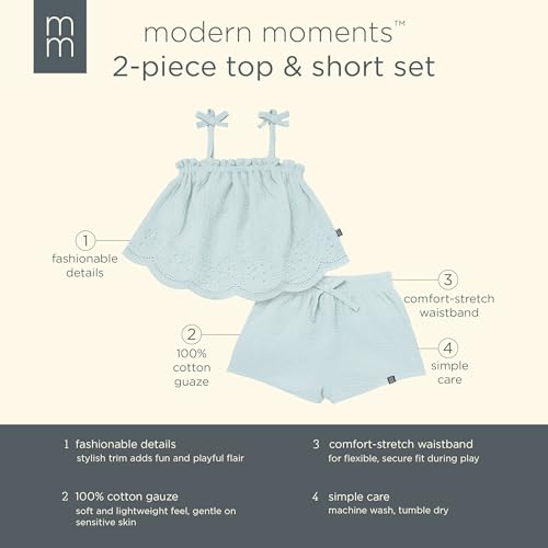 Modern Moments by Gerber Toddler Girls\' Top and Shorts Set, Light Sky, 3T - Thumbnail 6