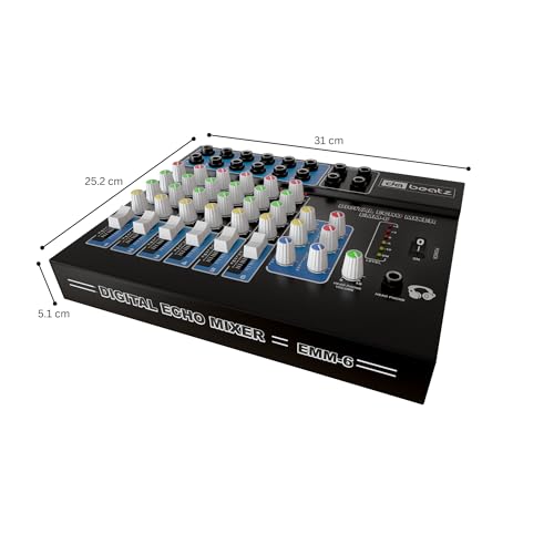 Image of DaBeatz 6-Channel Stereo Echo DJ Sound Mixer for Parties, Stage Effects, Weddings, Diwali Giving Your Occasion an Impressive Output. (Black) (EMM-6)