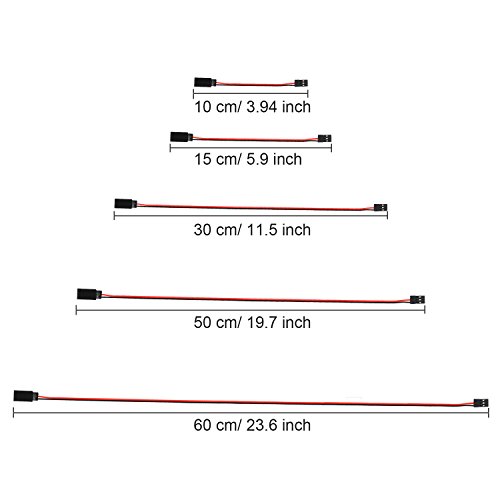 Tecunite 20 Pieces 3-Pin Servo Extension Cable Wire Cord Female To Male Rc Servo Extension Cord Wire Connectors For Servo Extension Connection Control Board Remote Control Parts(5 Sizes) #TOP1