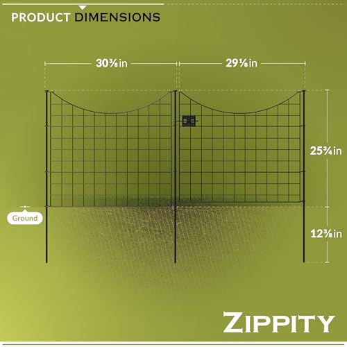25in H (4 Fence Panels + 1 Gate) No Dig Easy Install Zippity Black Metal Fence, Decorative Fence for Garden Fencing For Dogs, Temporary Fence, Garden Fence Animal Barrier, WF29013 - Thumbnail 5