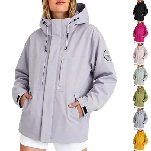 Generisch Lightweight Raincoat Women's Waterproof Breathable Rain Jacket Large Sizes Waterproof Summer Jacket with Hood Summer Jacket Lightweight Wind