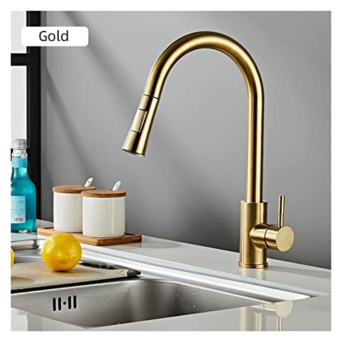 Mitigeur de robinet à commande tactile sensible de luxe or brossé pour cuisine - 3
