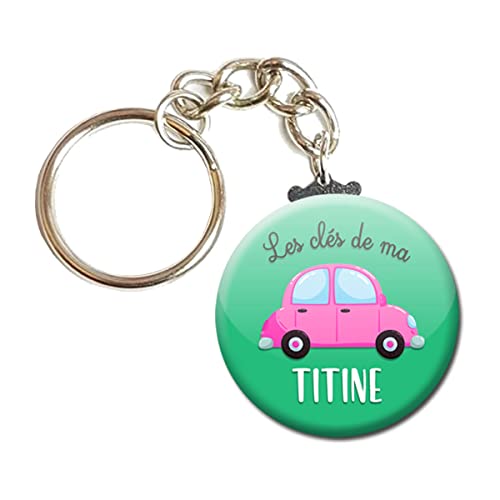 Porte Clés Chaînette 3,8 centimètres Les clés de ma Titine Idée Cadeau Accessoire Fête Noel Anniversaire Remerciement Humour Moto Maison Voiture